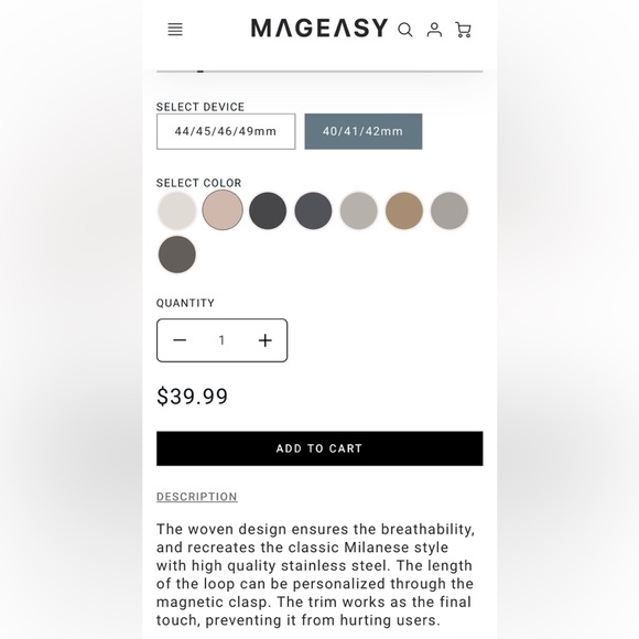 Mageasy Milanese Stainless Steel IPhone Watch Loop Band NEW-Rosegold - Picture 9 of 9